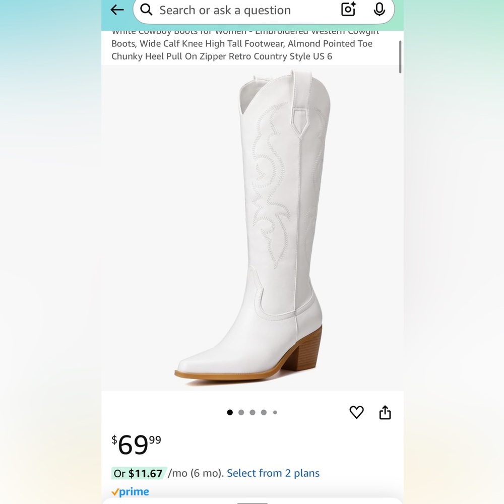 Brand new in box. White cowboy boots